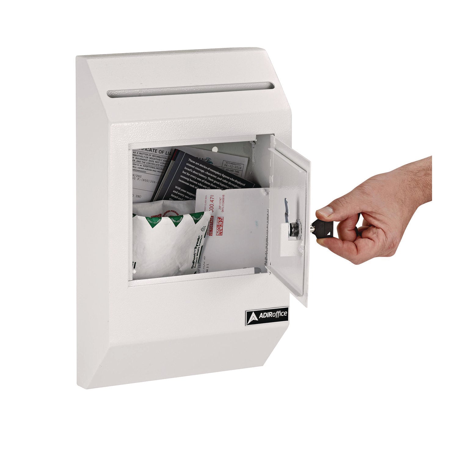 Heavy Duty Weatherproof Secure Drop Box for Mail & Packages - 10 x 4 x 16.3 Inches, White - Perfect for Office, Home & Outdoor Use