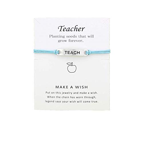 **Inspirational Women's Blessing Bracelet - Teacher Appreciation Jewelry Gift (Light Blue, One Size) - Perfect for Graduation, Thank You & Everyday Wear**