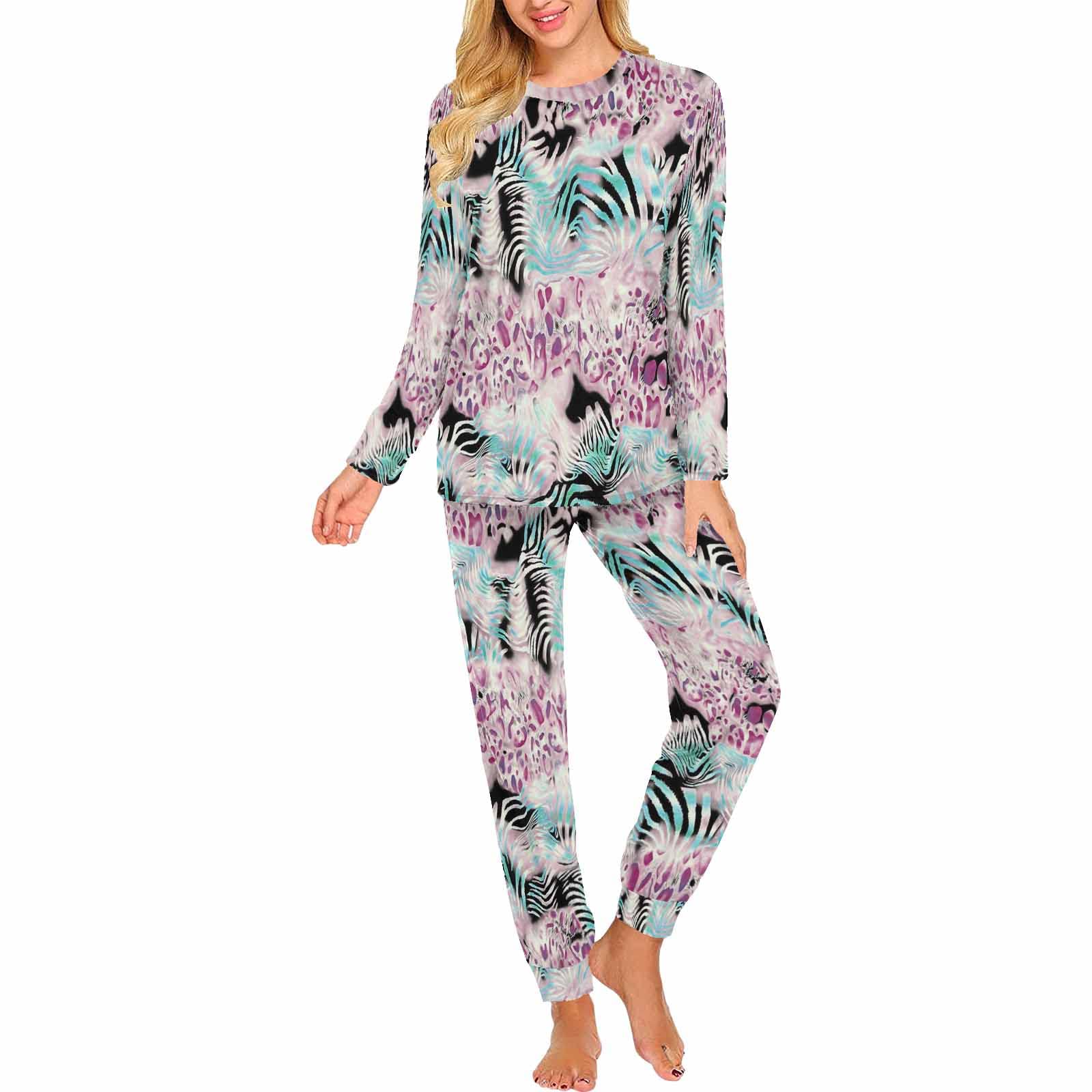 InterestPrint Zebras and Flamingos Women's 2-Piece Sleepwear Lounge Set - Soft Sweatshirt & Comfortable Joggers for Cozy Nights and Relaxing at Home