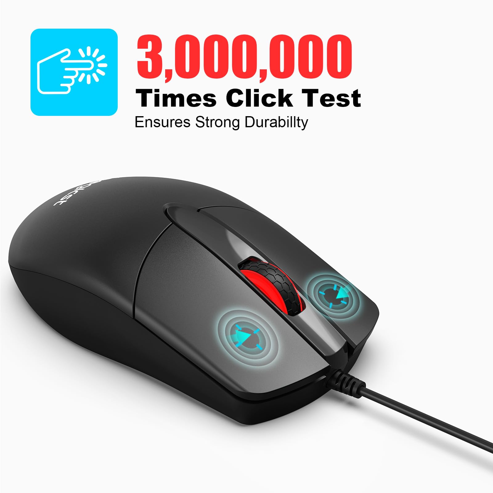 Premium M102 Wired USB Optical Mouse - 1000 DPI, 3-Button Ergonomic Design for PC, Laptop, MacBook & Chromebook | Comfort Grip Ambidextrous Mouse for Office, Gaming & Home Use | Black Modern Computer Mouse