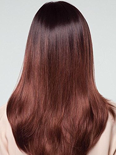 Noriko Wigs Angelica Average Cap Synthetic Hair - Dark Chocolate Long Straight Layered Wig with Open Weft for Scalp Coolness & Built-In Volume | Includes Wig Comb & Hair Loss Booklet | Perfect for Cosplay, Daily Wear & Hair Loss Solutions