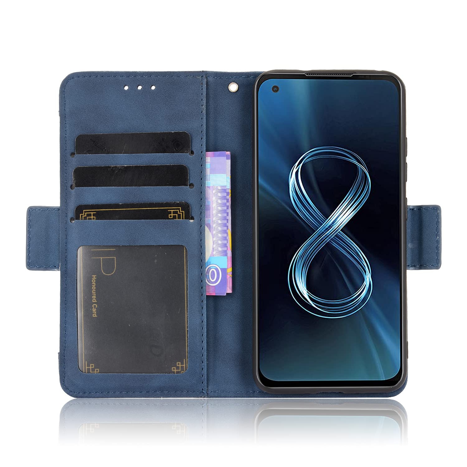 Premium Leather Wallet Case for ASUS Zenfone 8 - Flip Cover with Card Slots & Magnetic Closure | Slim Protective Phone Case for Zenfone 8 | Perfect for Business, Travel & Everyday Use (Blue)