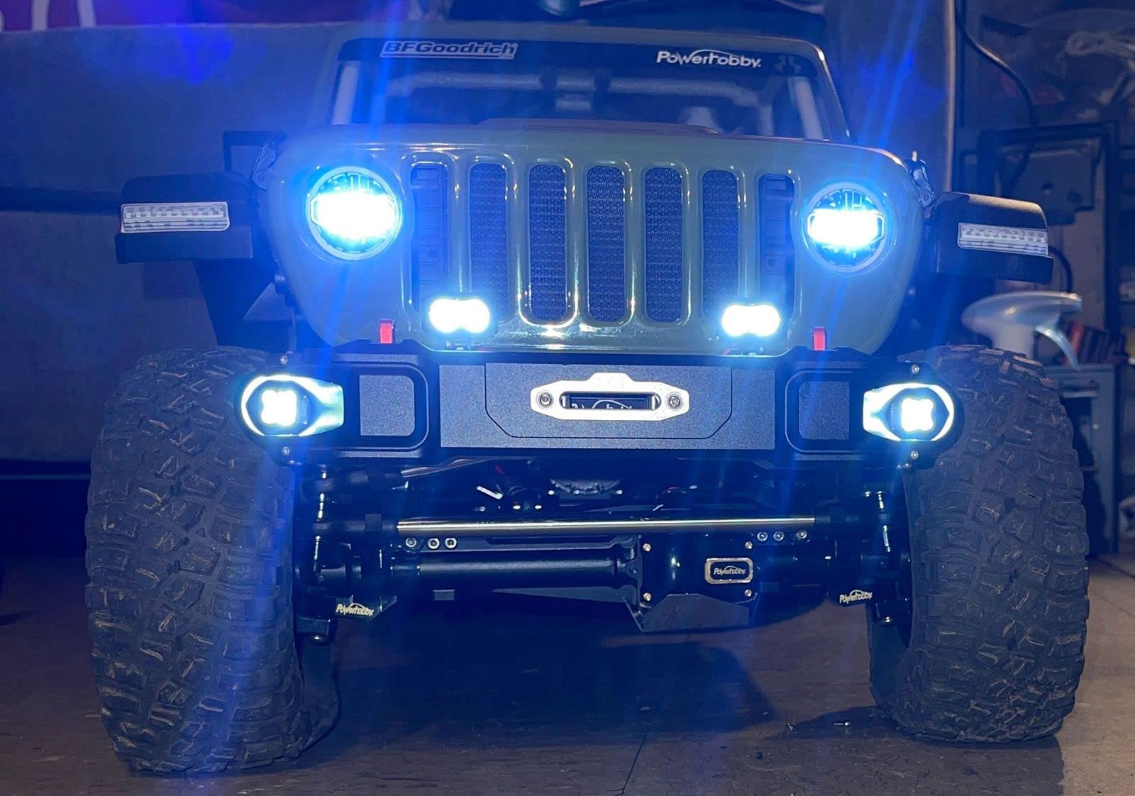 Powerhobby Axial SCX6 CNC Aluminum Front & Rear Bumpers with LED Lights - Heavy Duty Off-Road Protection for RC Crawler Trucks - Perfect for Rock Crawling & Trail Adventures