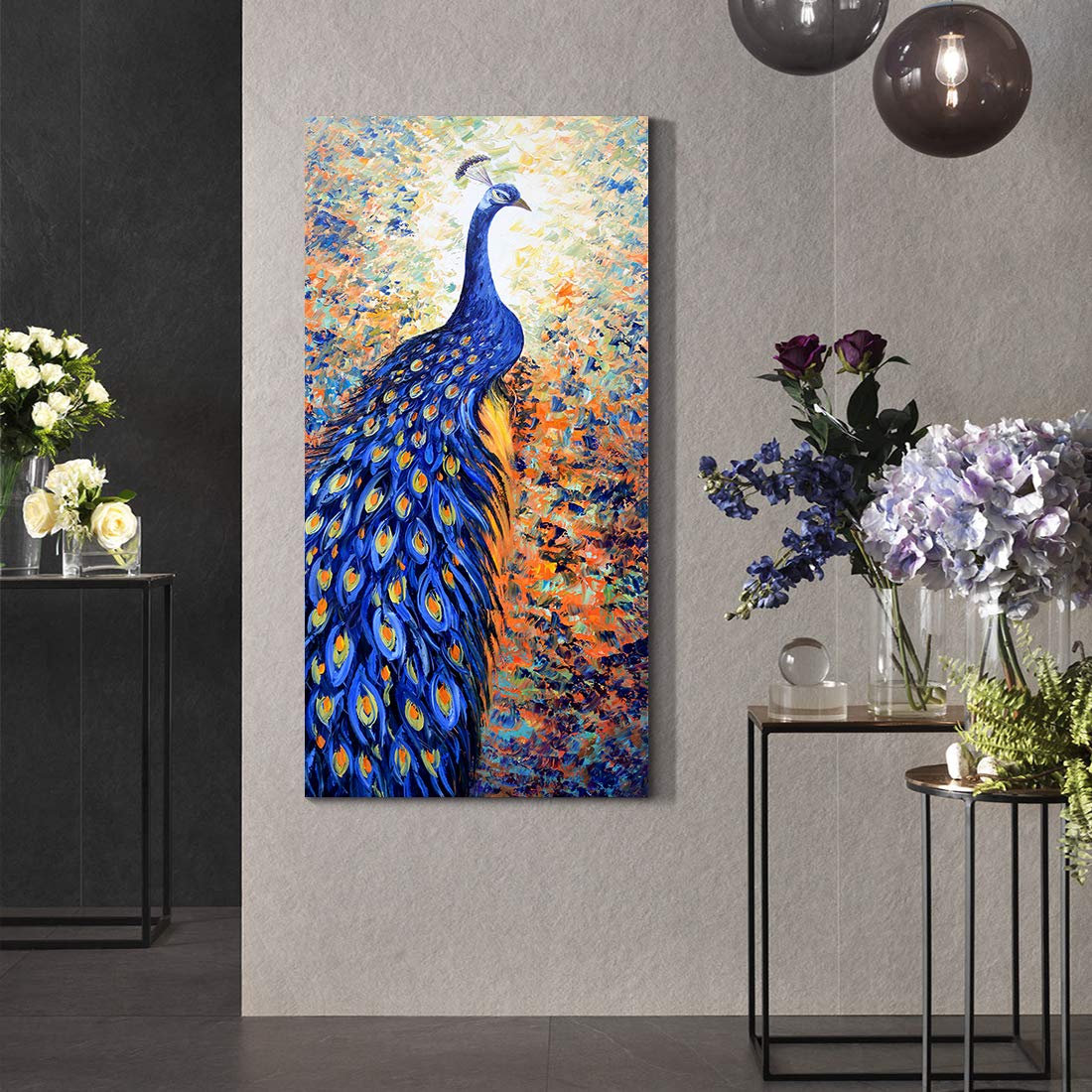Denozer Peacock Canvas Art Prints - 20x40 Inch Framed Animal Peacock Wall Decor for Bathroom, Living Room & Home | Ready to Hang | Perfect for Modern Home Decor, Office Spaces & Gift Giving