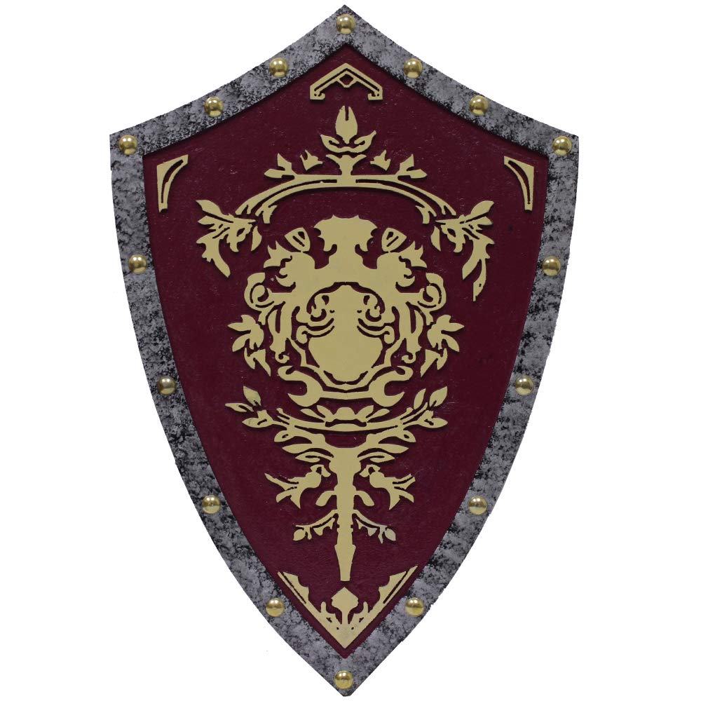 Dark Templar Warlord Souls Medieval Holy Knight Warrior Wooden Heater Shield - Authentic Medieval Wooden Battle Shield for LARP, Cosplay, Home Decor & Renaissance Fairs