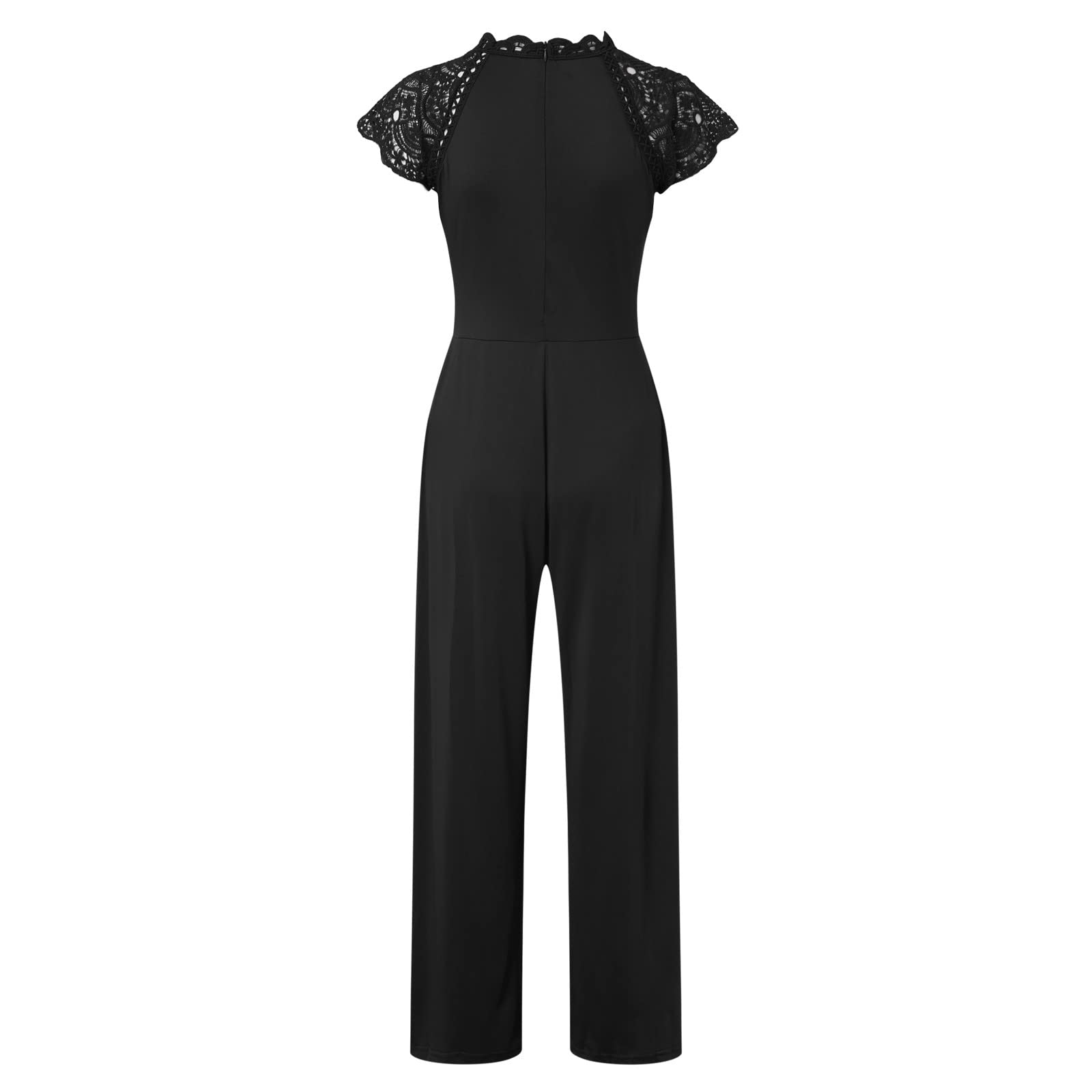 Elegant Women's Lace Sleeveless Jumpsuit with Ruffle Detail - Wedding Guest Outfit, Party Wear & Special Occasion Dress