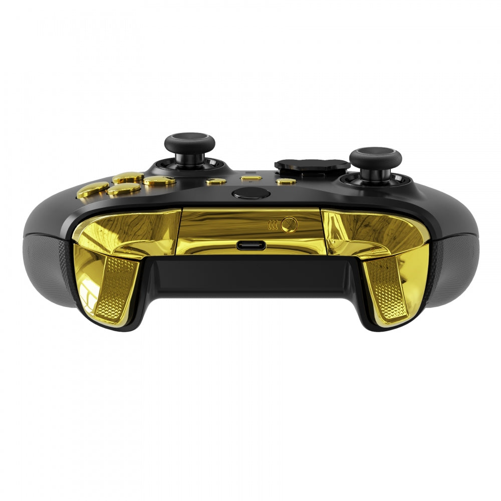 eXtremeRate Chrome Gold Replacement Buttons Kit for Xbox One Elite Series 2 & Elite 2 Core Controller - Upgrade Your Gaming Experience with Premium Custom Parts for Enhanced Performance and Style