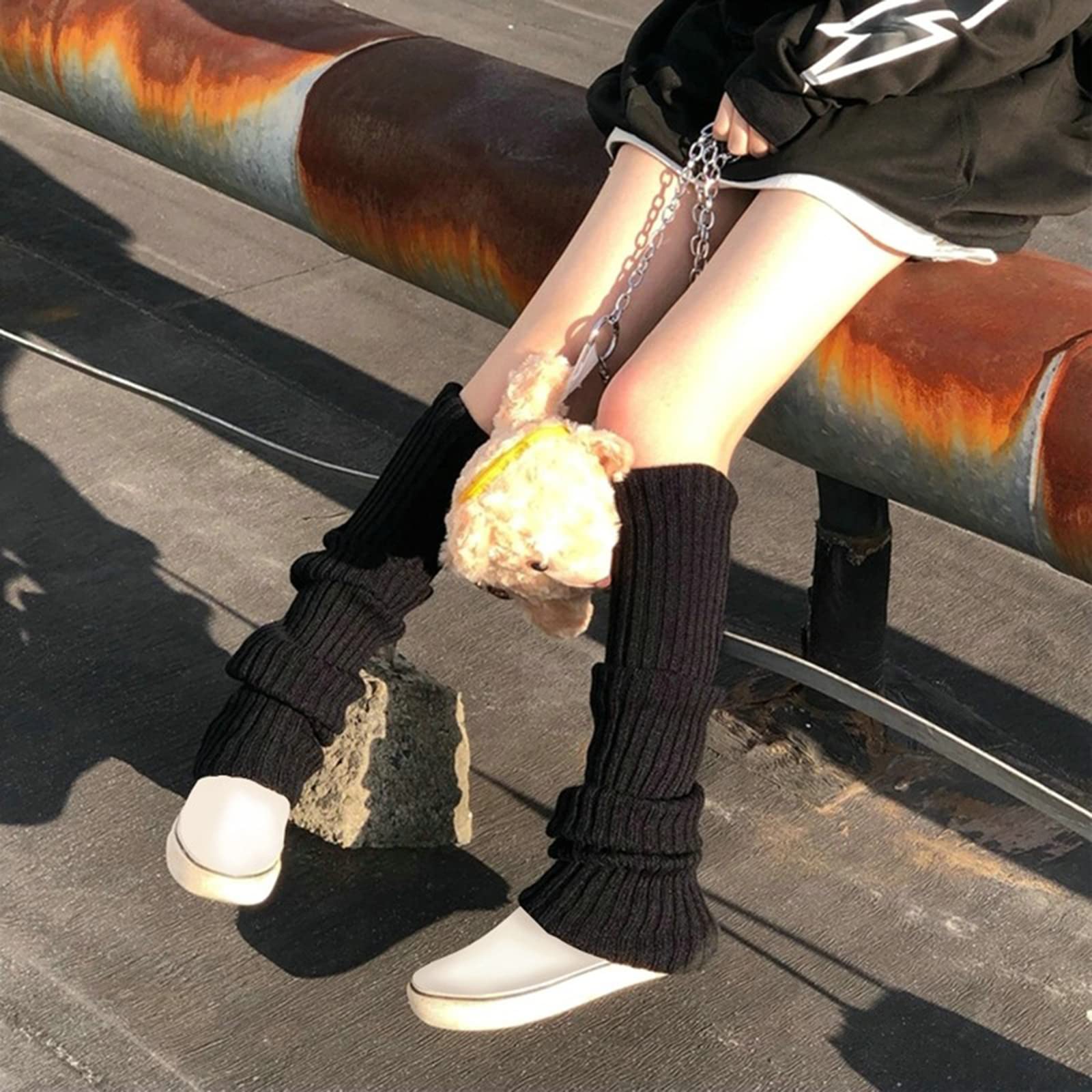 Japanese Style Kawaii Crochet Wool Leg Warmers for Women - Soft Loose Knit Knee High Boot Stockings - Perfect for Winter Fashion, Cosplay & Cute Outfits