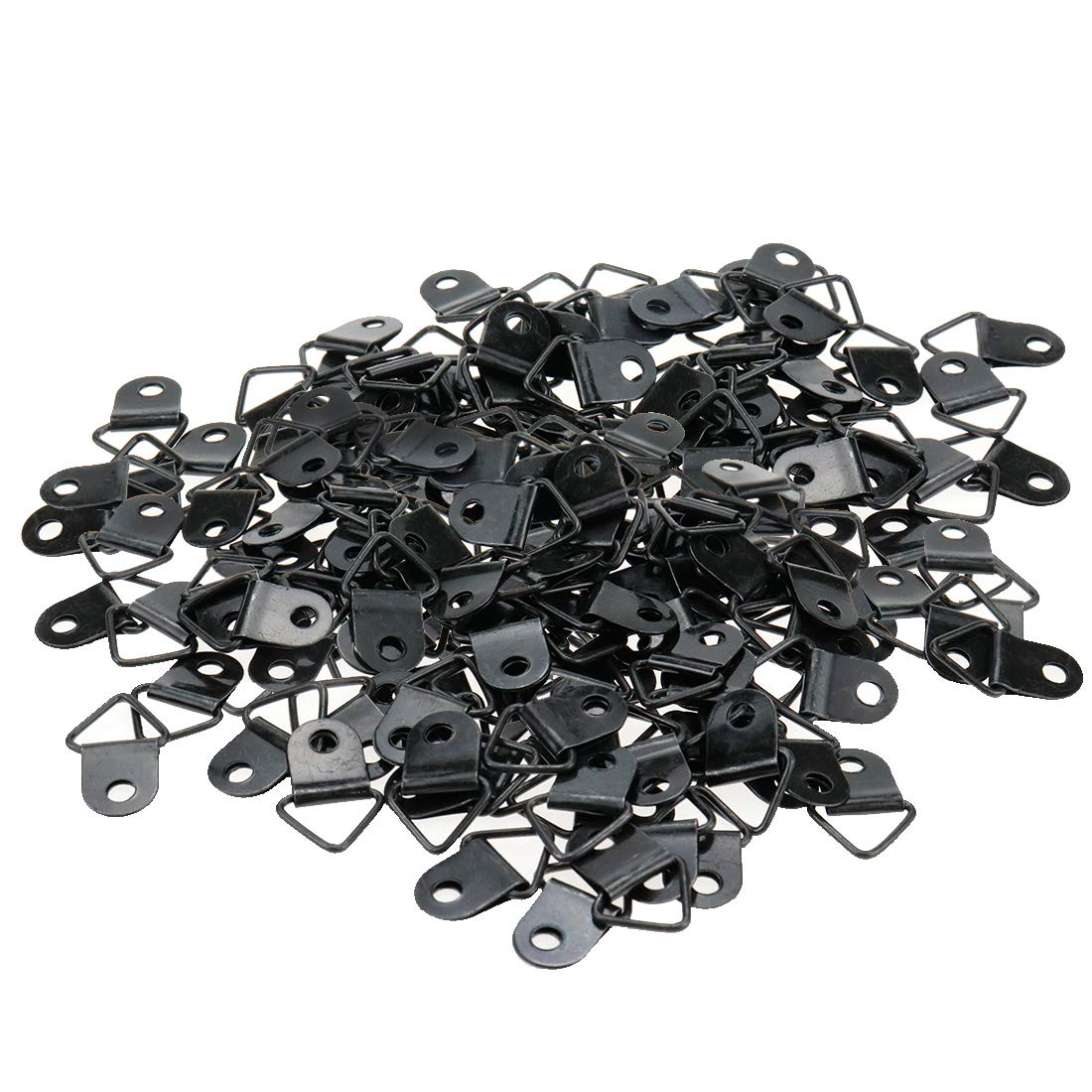 100 PCS Black Single Hole Triangle D-Ring Hangers for Picture Frames - 20 x 10mm - Heavy Duty Wall Hanging Hardware for Home Decor, Photo Displays & Art Gallery Installation