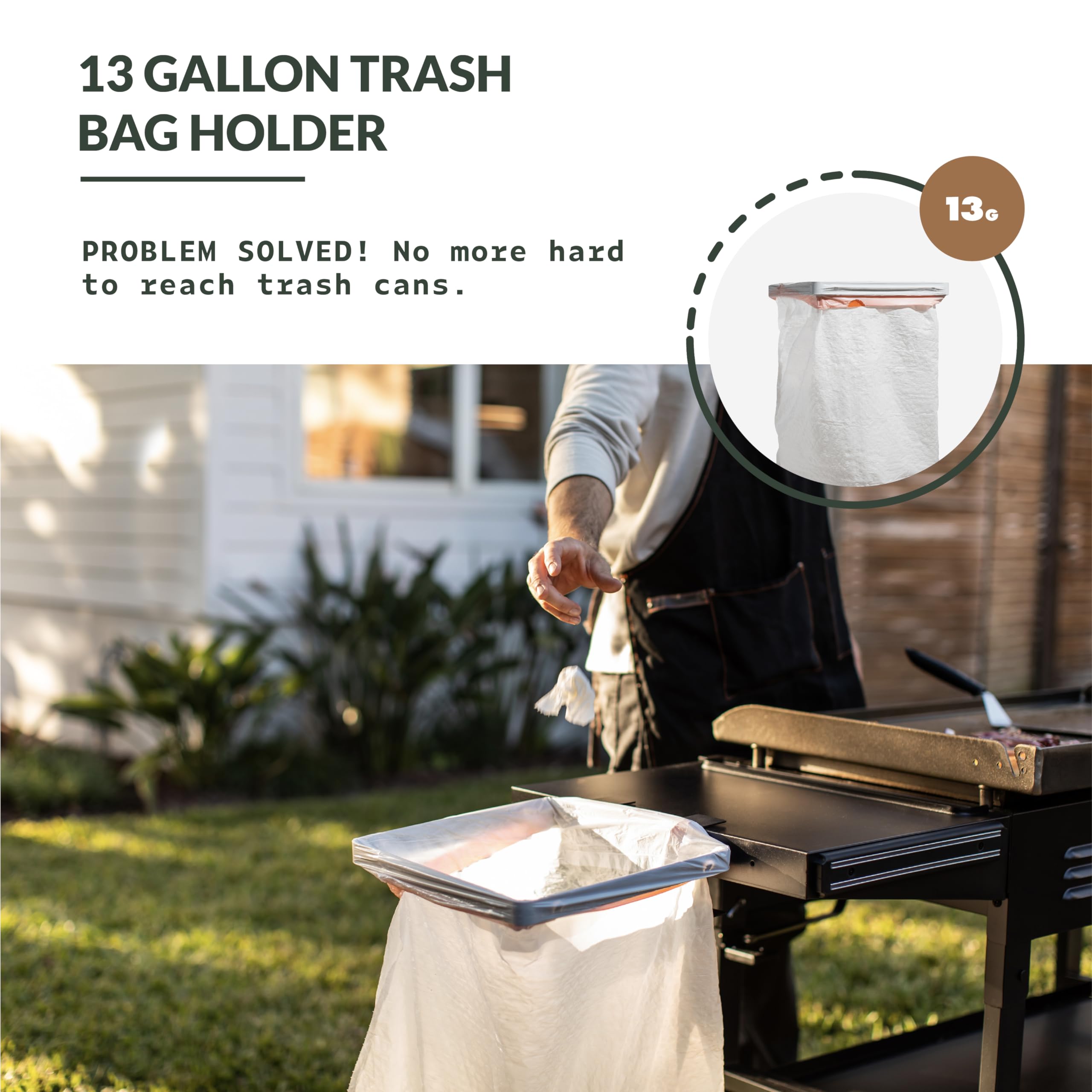 MOAT Grill & Griddle Caddy with Magnetic Utensil Holder & Large Trash Bag - Compatible with Blackstone Griddle & Weber Grill Accessories for Outdoor Cooking, Camping, Backyard BBQ and Tailgating Parties