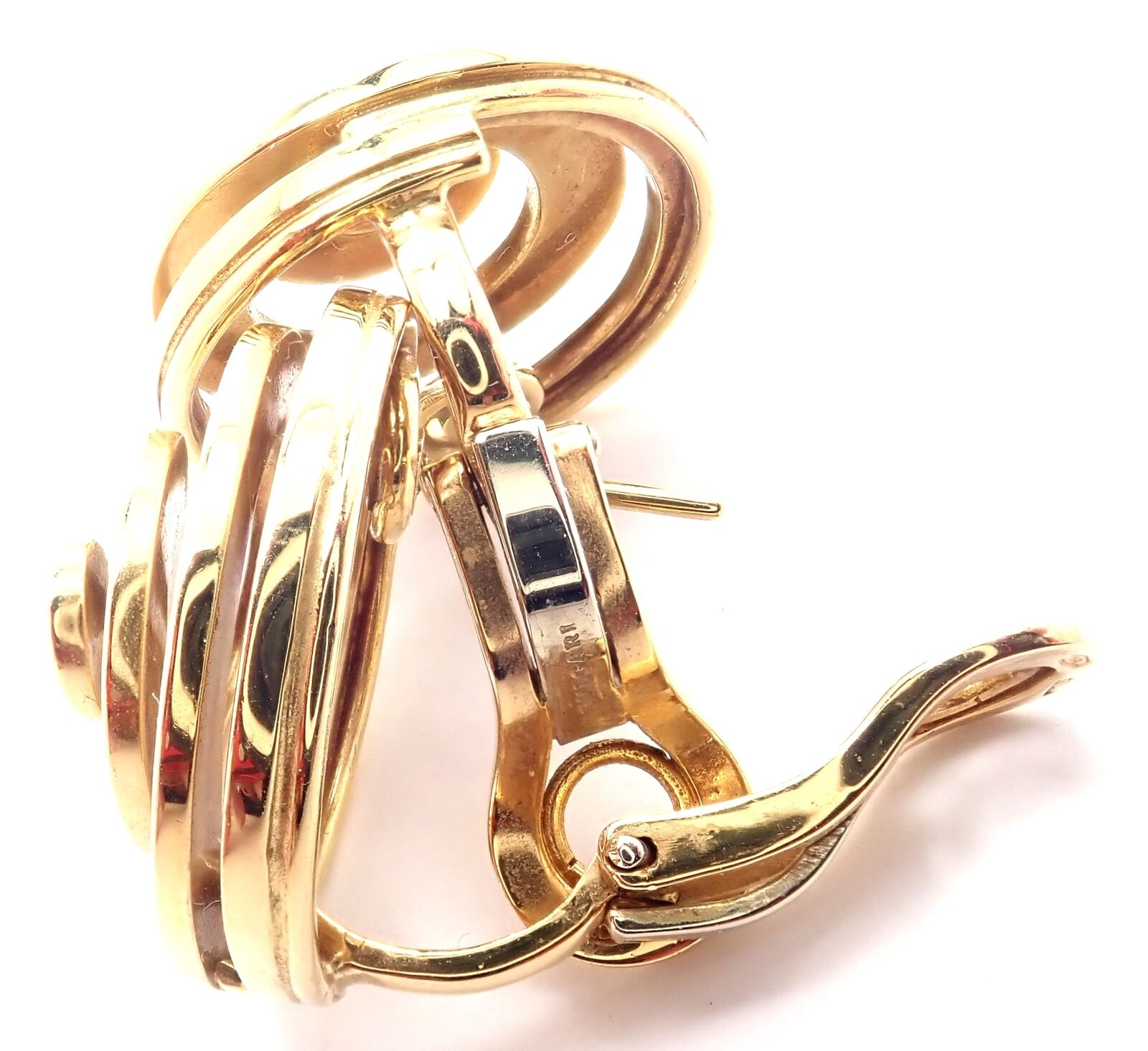 Authentic Vintage BULGARI BULGARI 18k Yellow Gold Swirl Earrings - Luxury Italian Jewelry for Women, Perfect for Weddings & Special Occasions