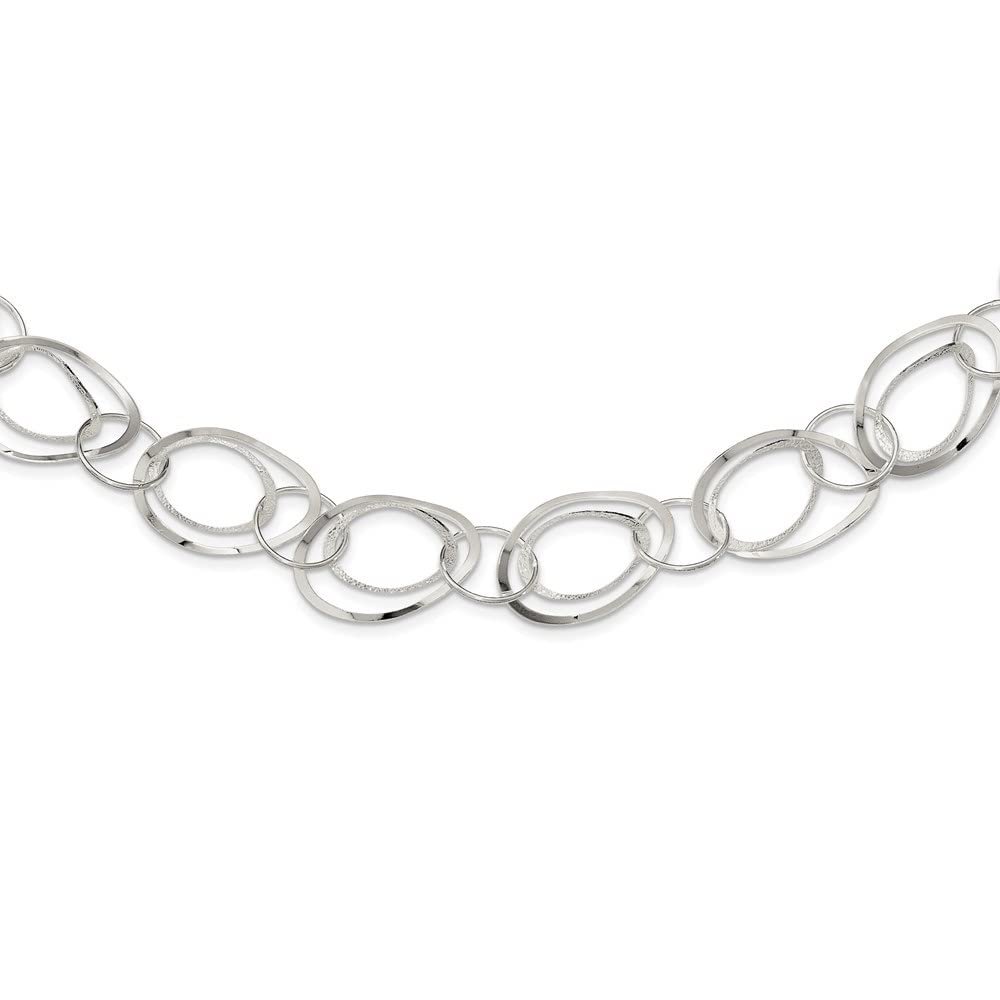 Diamond2Deal Sterling Silver Polished Fancy Circle Pendant Necklace 18 Inch for Women - Elegant Jewelry Gift for Birthday, Anniversary & Special Occasions
