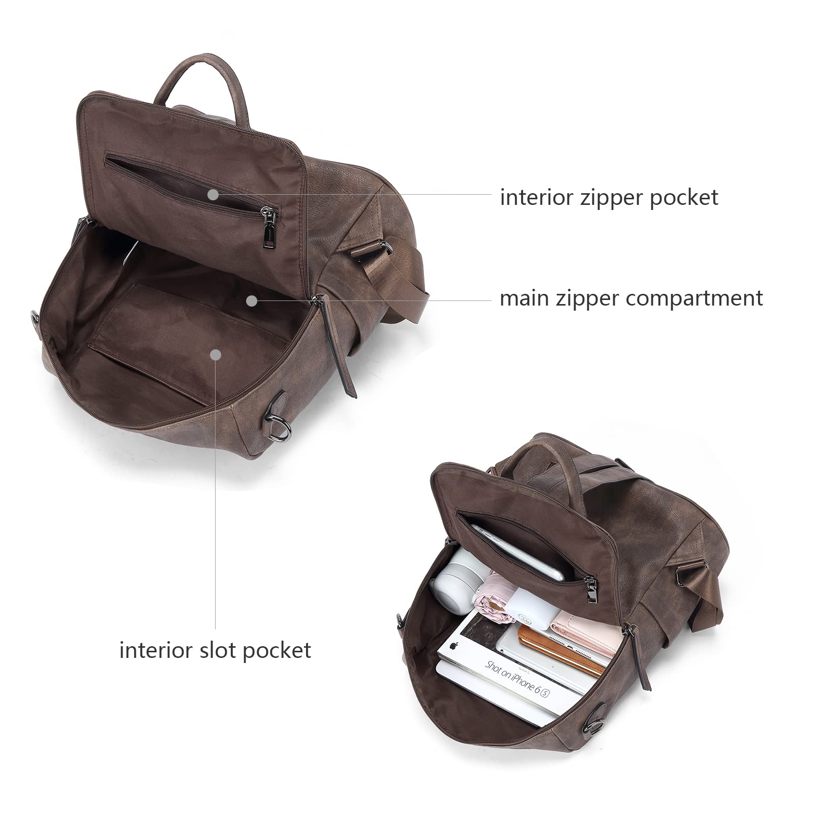 Stylish BROMEN Leather Backpack Purse for Women - Fashionable Designer Shoulder Bag for Travel, Work & Daily Use | Large Capacity & Durable