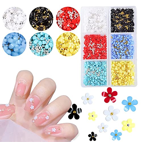 3D Acrylic Flower Nail Charms - Flat Back 5 Petal Nail Art Gems for DIY Nail Designs & Jewelry Making - Perfect for Manicures, Bridal Nails, and Fashion Accessories