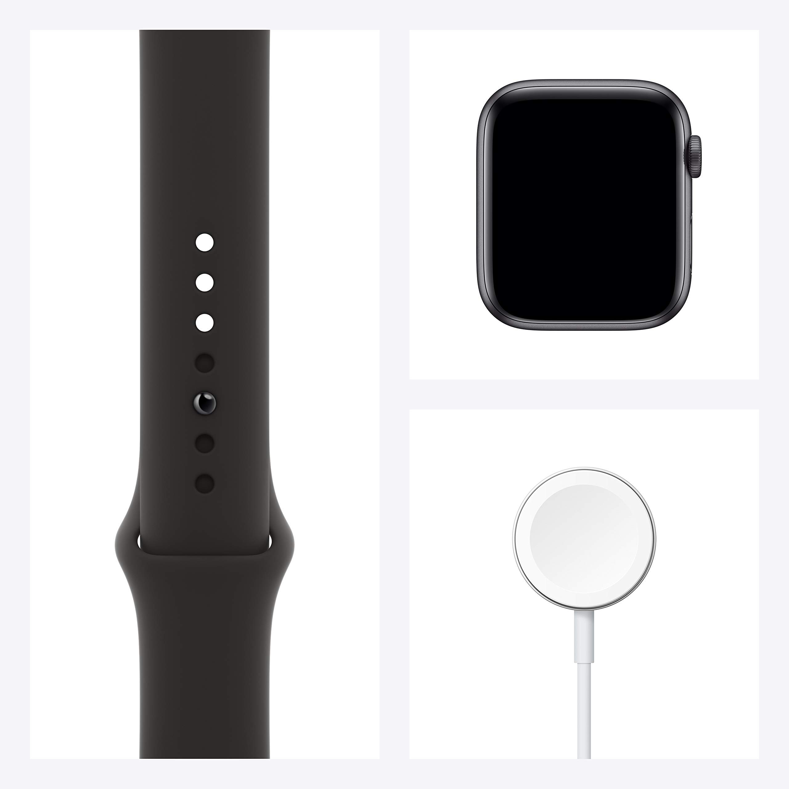 Apple Watch Series 6 GPS 44mm - Space Gray Aluminum Case with Black Sport Band (Renewed) | Smart Fitness Tracker with Heart Rate Monitor, Water Resistant for Swimming, Running & Workouts