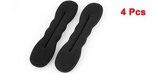 STORE99® 6.5 Inch Hair Bun Maker - 4 Pack Black Sponge Ponytail Holder for Women | DIY Hairstyle Accessories | Perfect for Updos, Buns & Ponytails at Work, Gym or Special Events