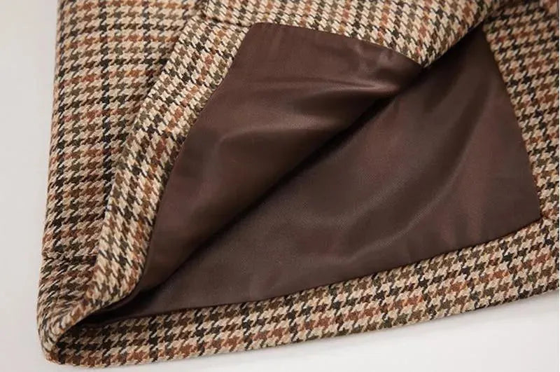 Vintage Houndstooth Plaid Blazer for Women | Classic Checkered Jacket | Office Wear, Business Attire & Formal Occasions