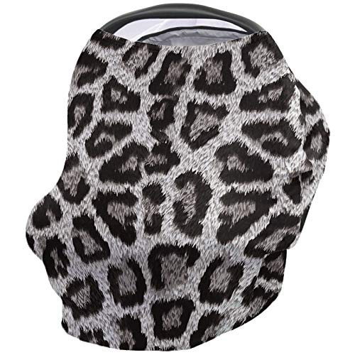 Breastfeeding Nursing Cover & Baby Car Seat Canopy - Grey Leopard Print Stroller Cover for Infant Girls & Boys | Shopping Cart Cover for Newborns | Minimalist Abstract Design | Perfect for Nursing in Public & On-the-Go Parenting