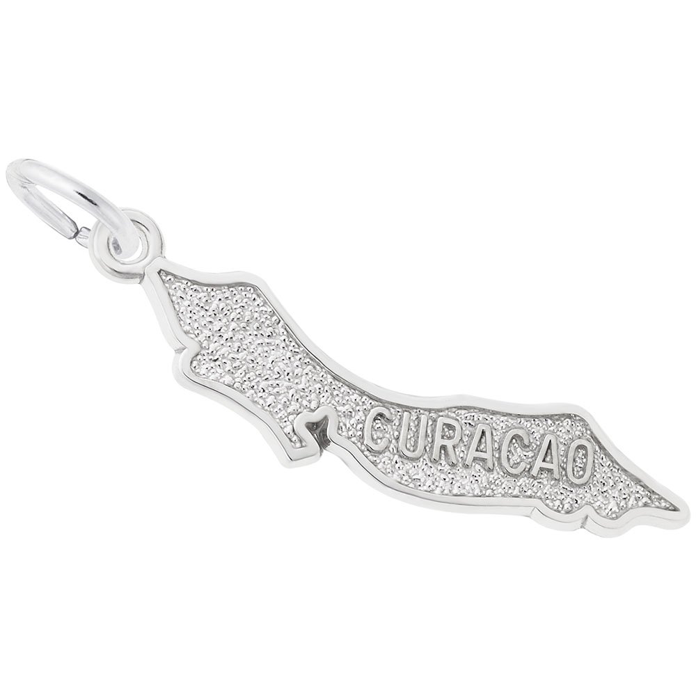 Curacao Island Map Charm with Border - Sterling Silver Pendant for Bracelets & Necklaces - Perfect for Travel Jewelry & Souvenirs