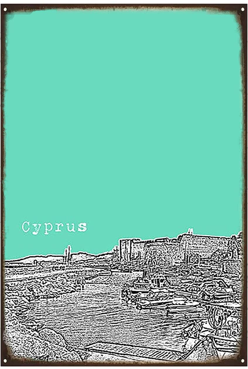 Vintage Metal Tin Sign Wall Decor - Retro Home, Bathroom, Classroom, Office, Cafe & Bar Art (12x8 or 12x16 Inch) | Cyprus Travel Theme | Perfect Gift & Unique Wall Art for Vintage Lovers - Ideal for Man Cave, Coffee Shop or Home Office Decor