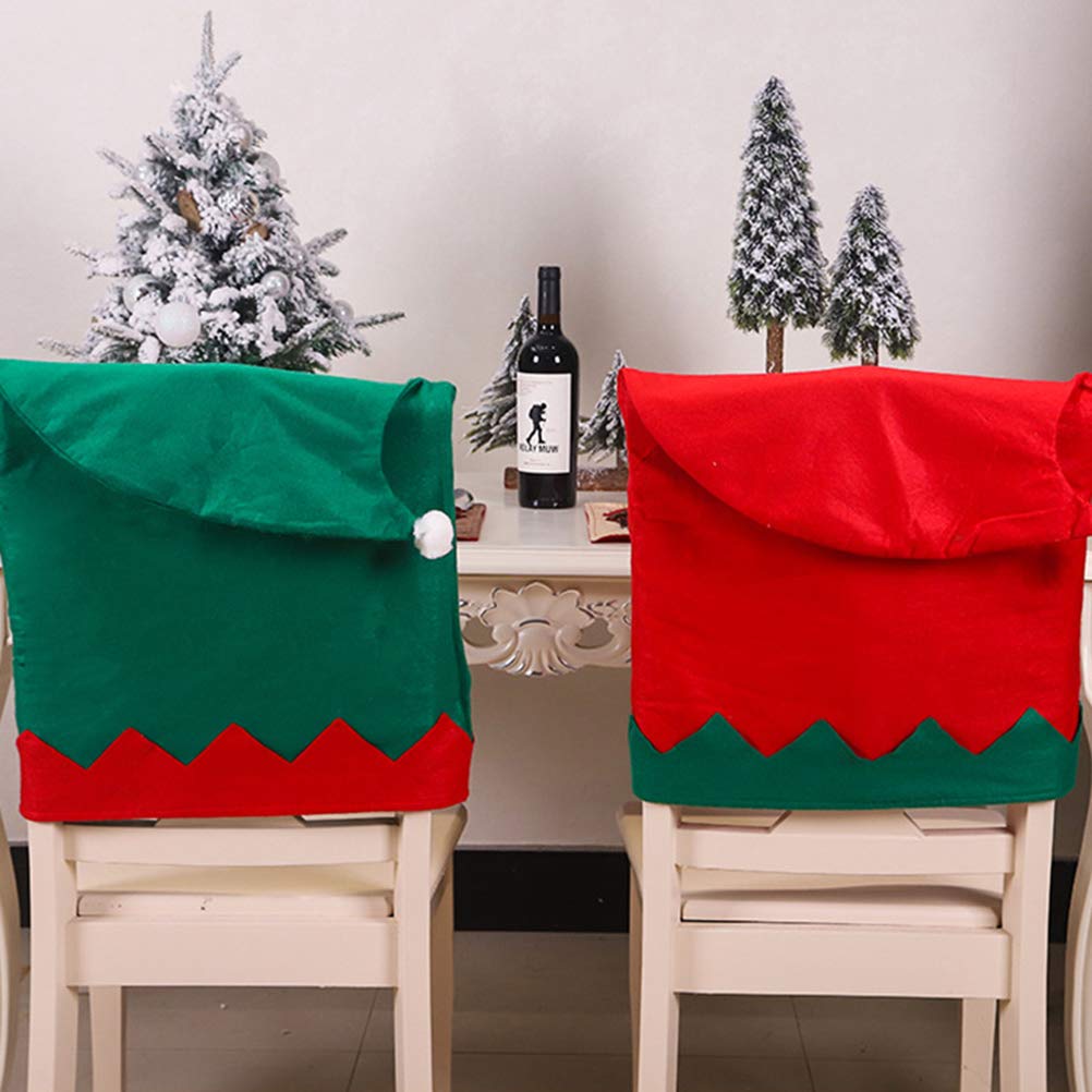 BESPORTBLE 4-Piece Christmas Dining Chair Covers Set - Santa Hat Design, Green Kitchen Chair Slipcovers for Holiday Decor (Perfect for Christmas Parties, Dining Room & Kitchen Decorations)