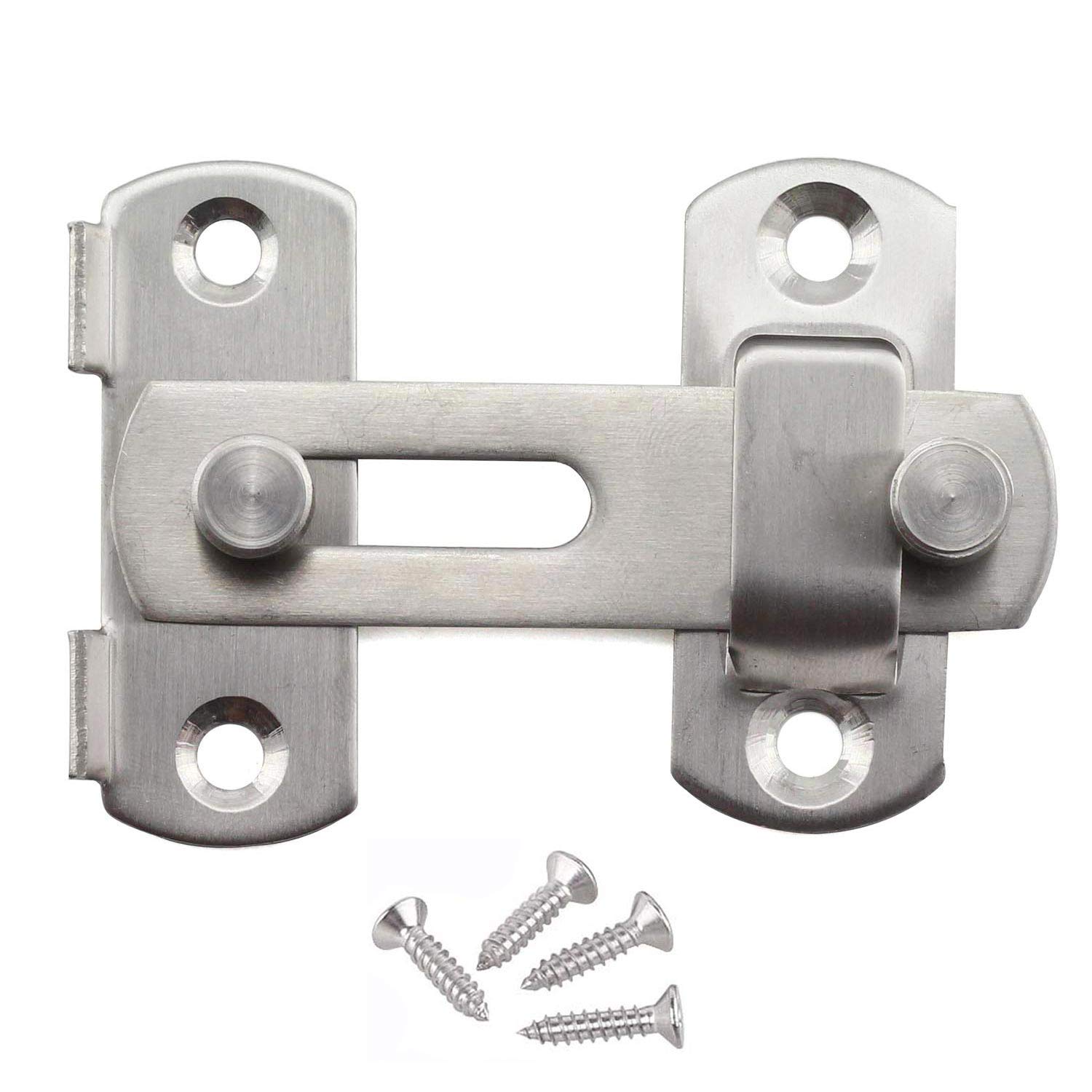 3 Inch Flip French Door Latches Locks - Stainless Steel Brushed Finish, Heavy Duty Bifold Slide Gate Latch for Fences, Double Door Closet Lock, Barn & Shed Security | Perfect for Home, Garden, Garage & Outdoor Use