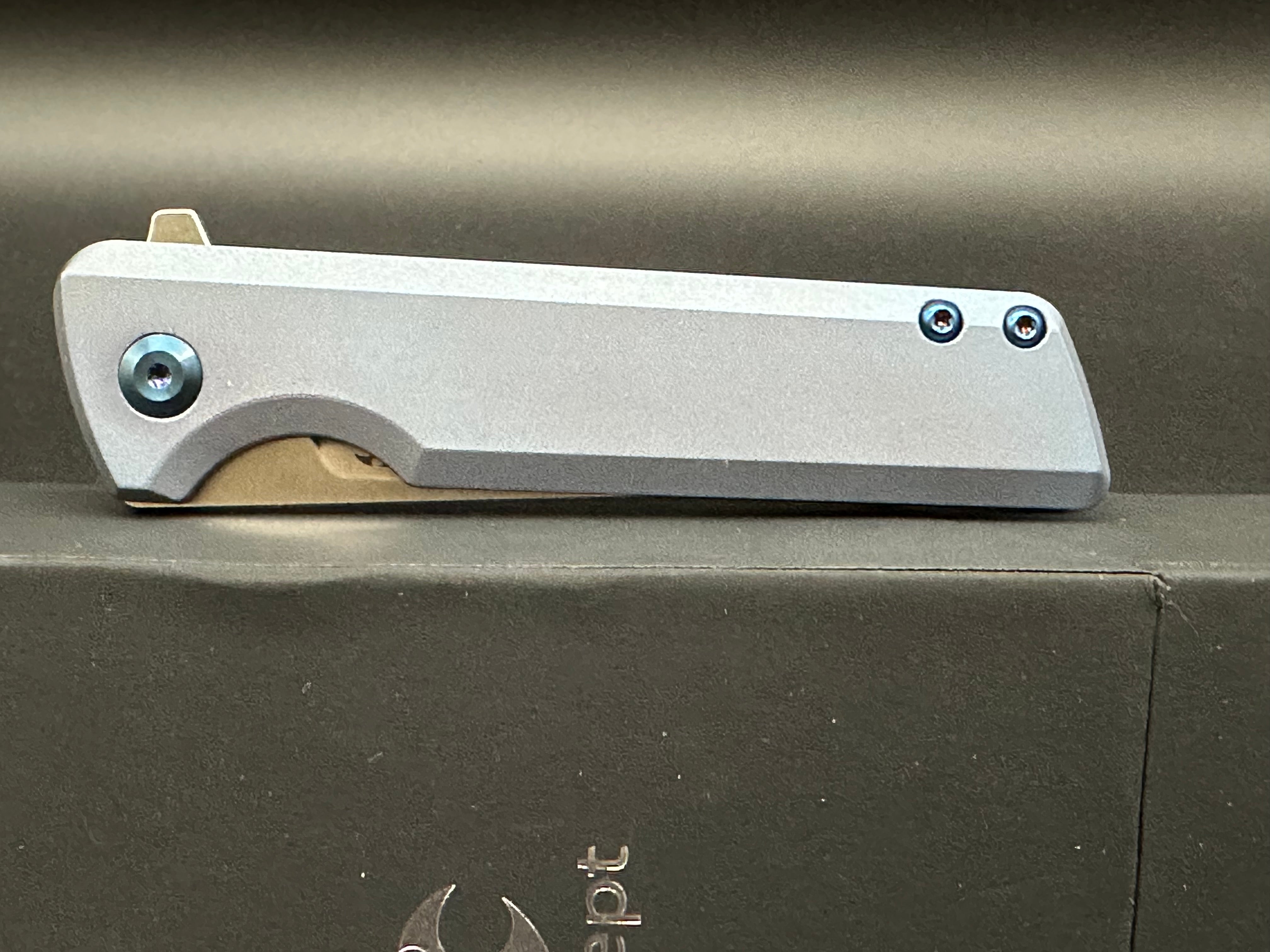 KANSEPT ANOMALY Folding Pocket Knife - Blue Orange Peel Titanium Handle, S35VN Steel Blade - EDC, Camping, Outdoor Survival Gear