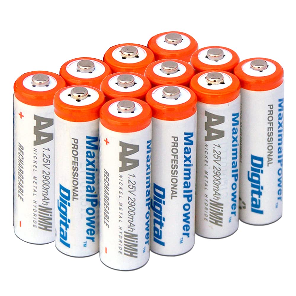 MaximalPower Premium Rechargeable AA Batteries 2600mAh - 4 Pack NiMH AA Batteries for Digital Cameras, Flashlights, Toys & Electronics - Long Lasting High Capacity AA Cell Batteries