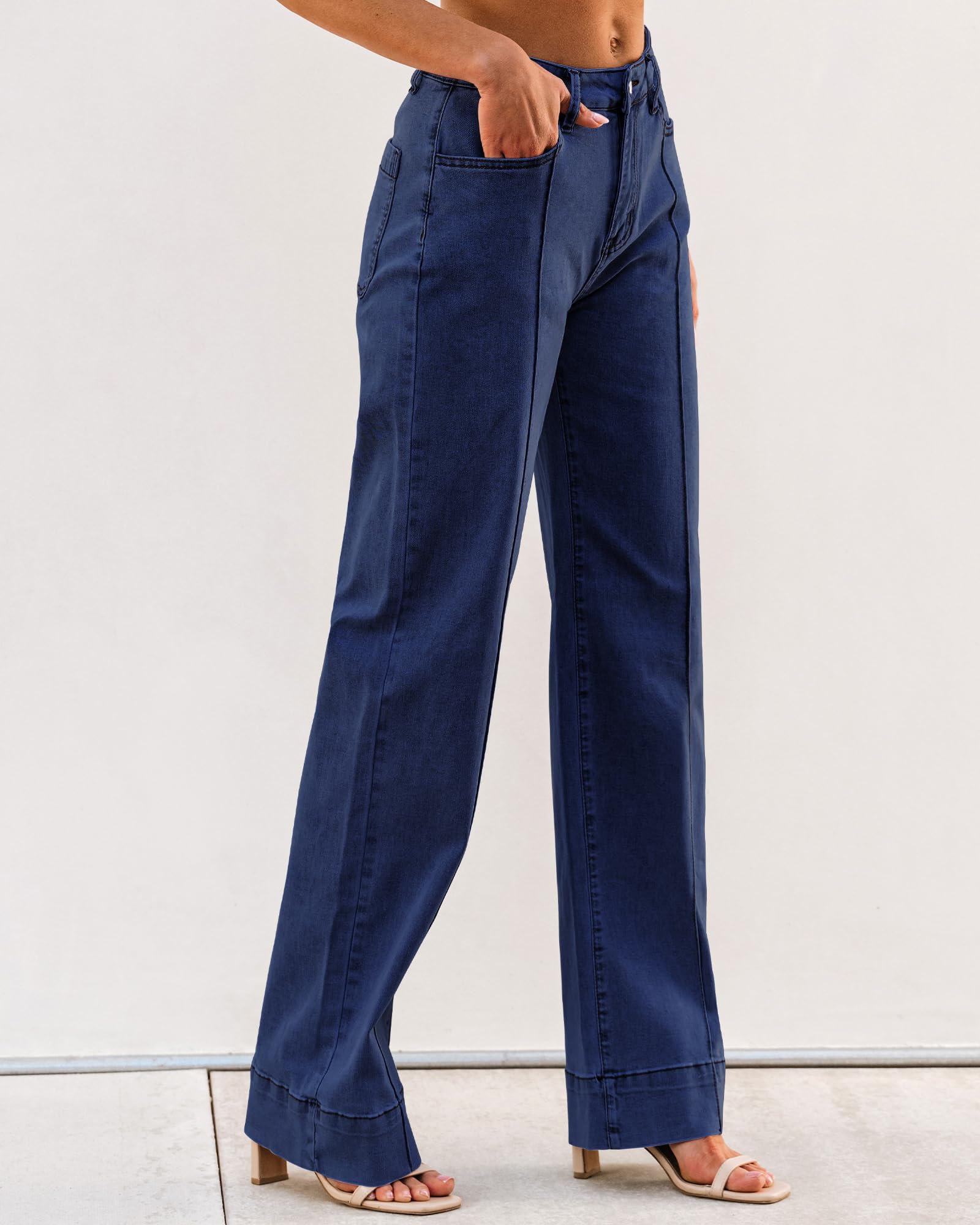 Luvamia Women's Wide Leg Jeans - Trendy High Waist Straight Leg Baggy Stretchy Denim Pants for Casual Outfits & Everyday Wear