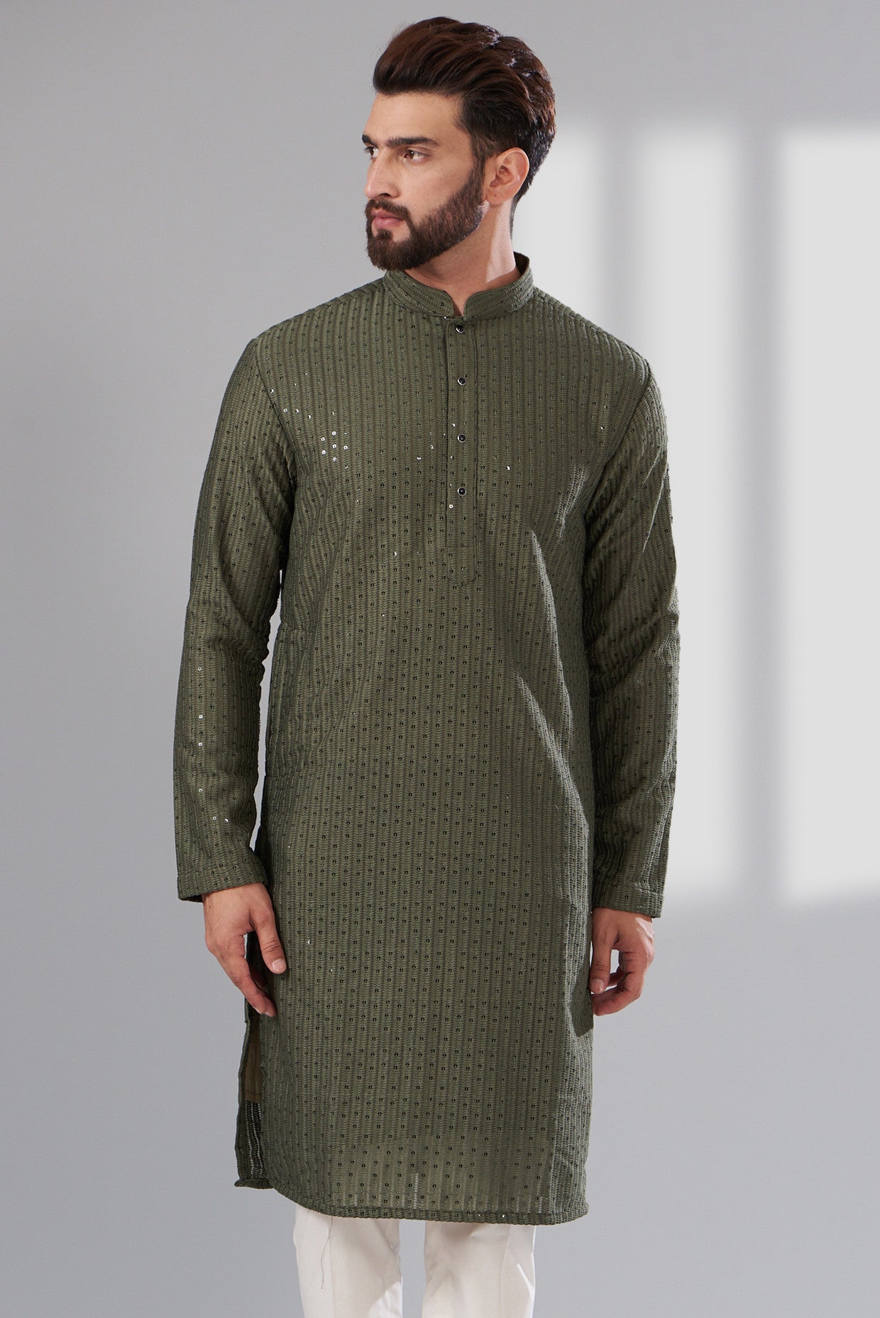 Mehndi Green Chikankari Kurta - Traditional Indian Embroidered Tunic Top for Women | Perfect for Festivals, Weddings & Ethnic Occasions