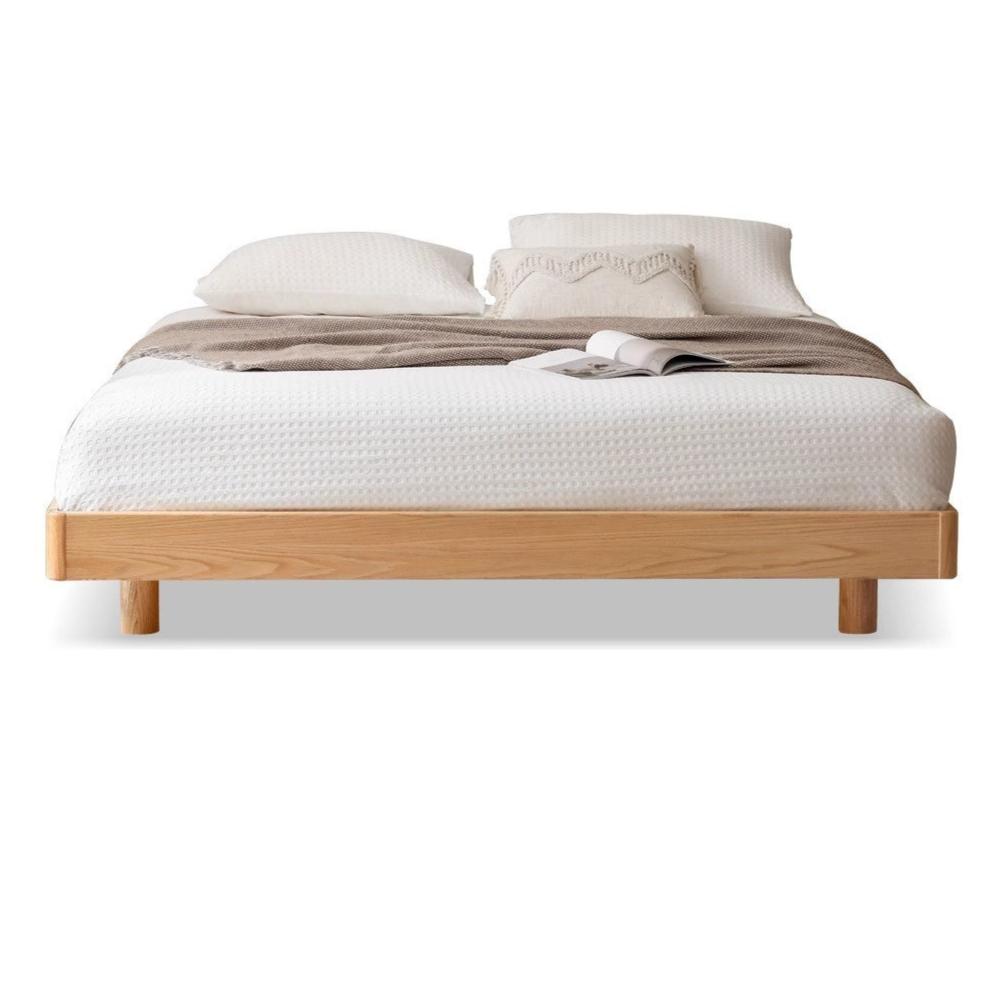 Modern Solid Wood Platform Bed - Oak & Beech Frame, Floating Design with Optional Headboard & LED Lighting - Perfect for Contemporary Bedrooms & Minimalist Home Decor