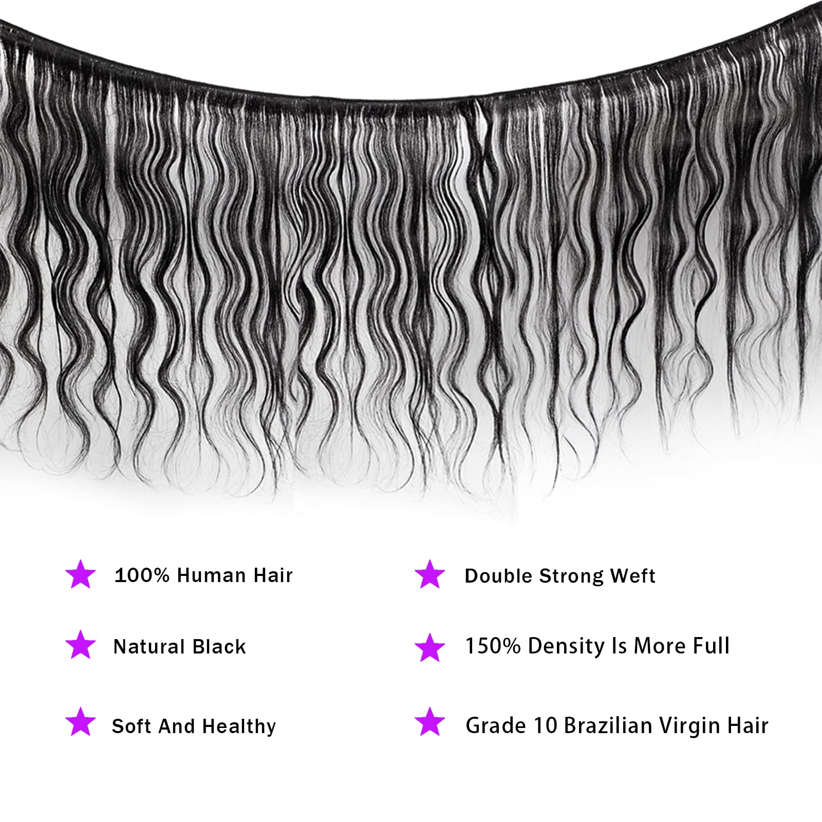 100% Brazilian Human Hair Bundles 26 28 30 Inch Body Wave Weave - Unprocessed Remy Hair Extensions in Natural Black Color for Long Lasting Wet & Wavy Hairstyles | Perfect for Daily Wear, Parties & Special Occasions