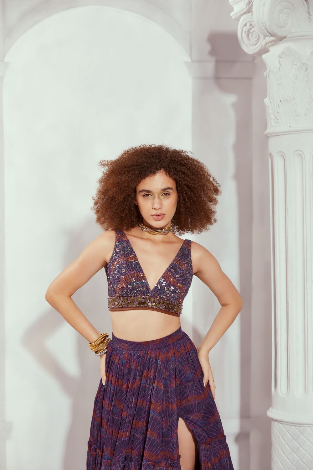 Overtine Greek Art Sheeted Crop Top - Women's Fashion Boho Style Summer Tops for Beach, Festival & Casual Wear
