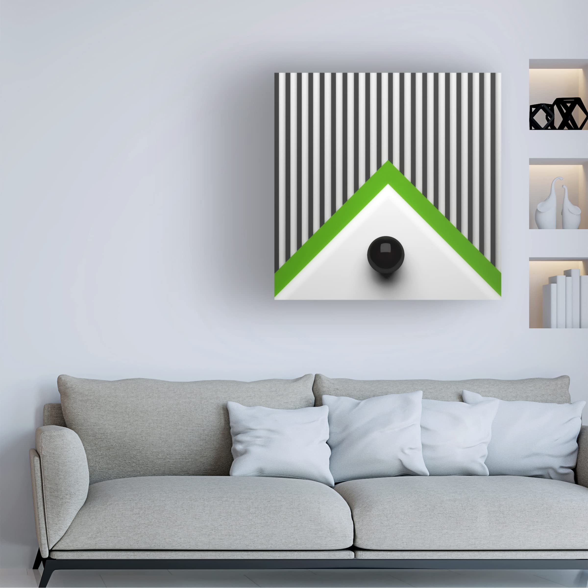 Trademark Fine Art 'Dot On Triangle' Canvas Wall Art by Antonyus Bunjamin Abe - Modern Abstract Painting for Living Room, Bedroom & Office Decor