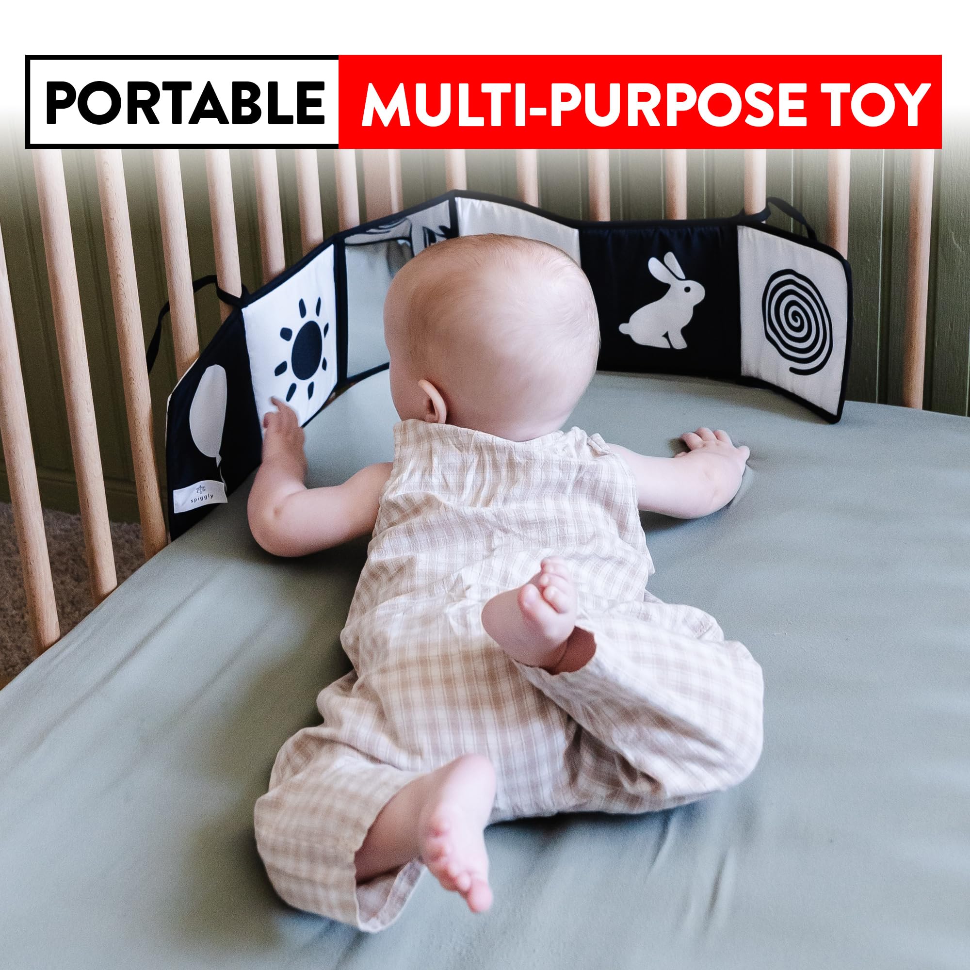 High Contrast Baby Toys 0-6 Months - Black & White Newborn Books & Tummy Time Mirror for Infant Development