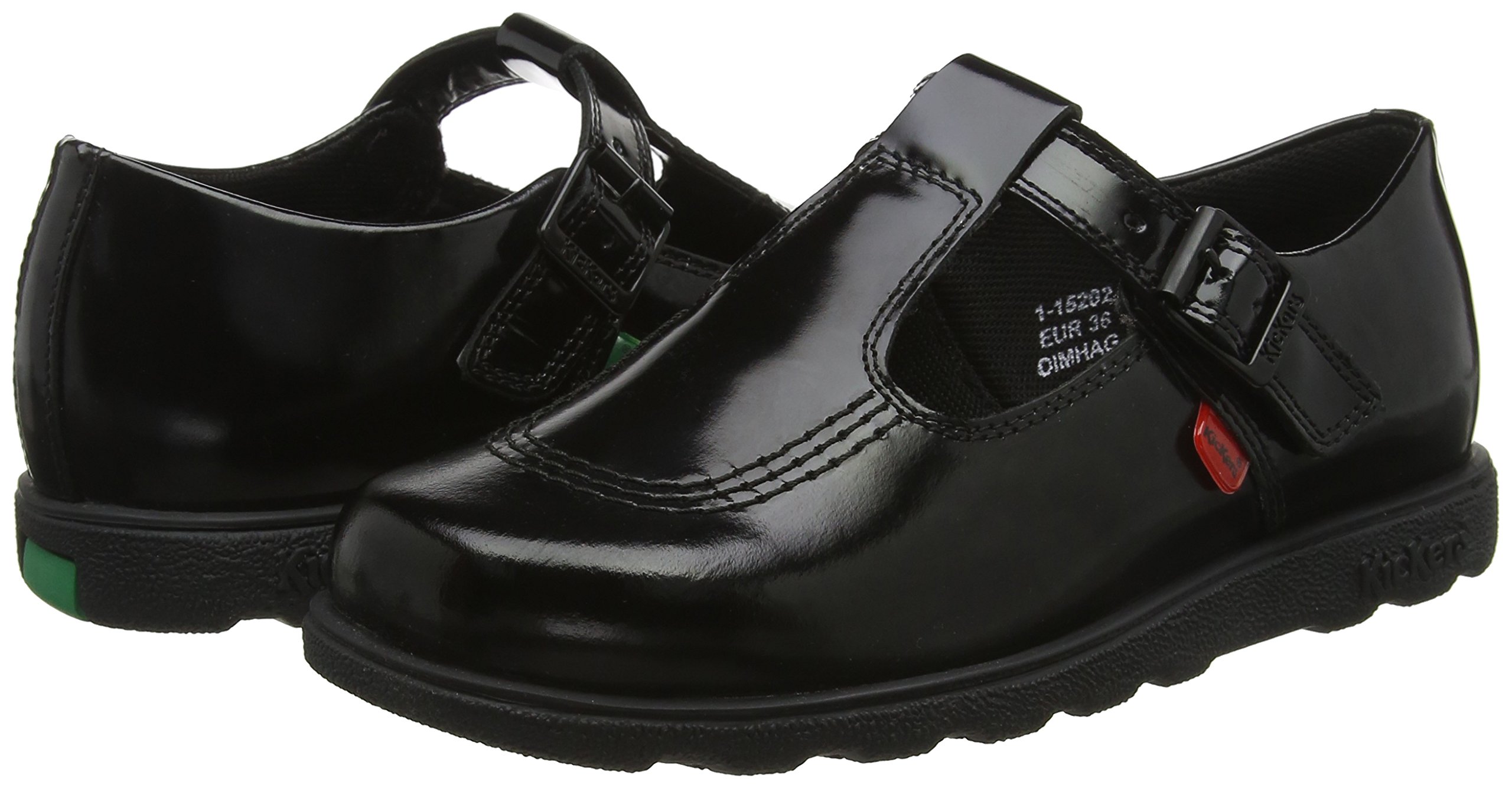 Kickers Tovni T-Bar Black Patent Leather School Shoes for Girls - Comfortable & Stylish for School, Parties & Everyday Wear