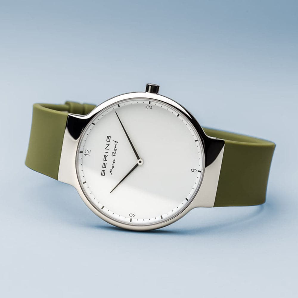 BERING Max Rene 15540-800 Green Silicone Men's Watch - Waterproof Sports Watch for Outdoor Activities & Casual Wear