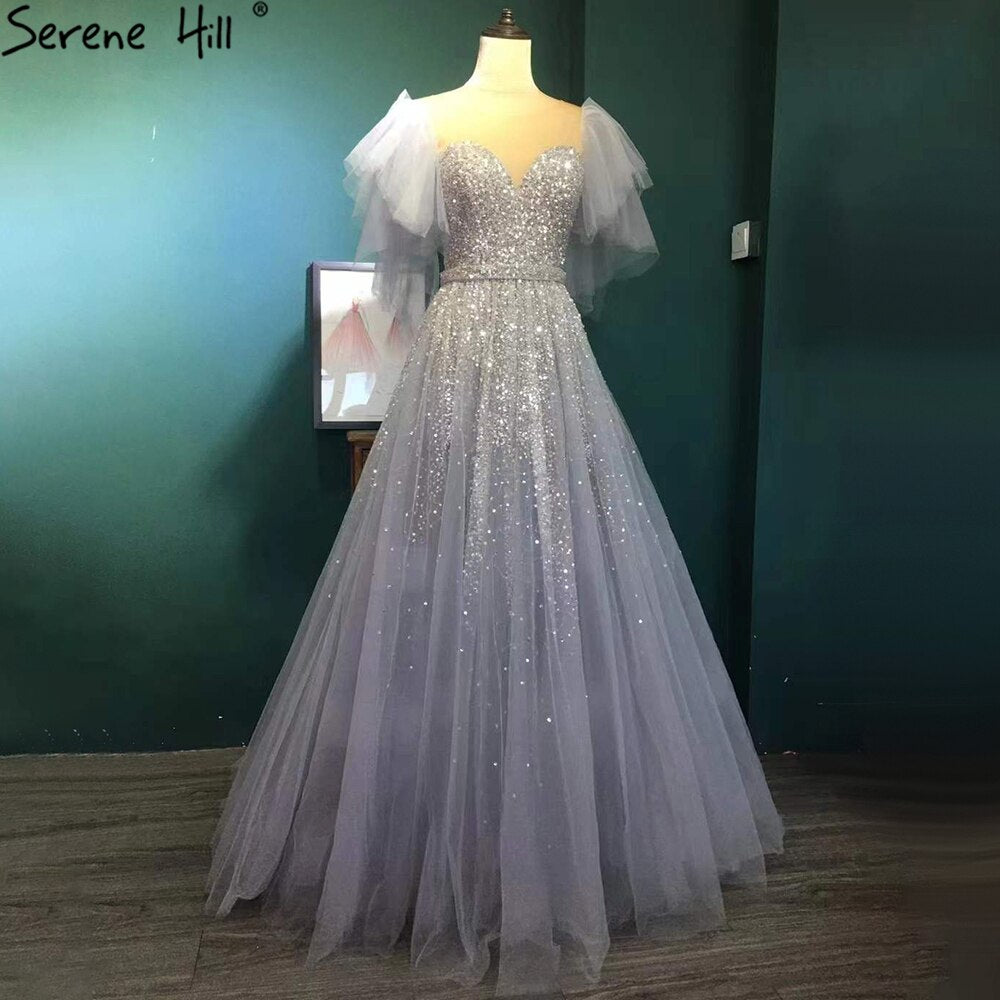 Serene Hill Lilac Luxury A-Line Evening Dresses for Women 2025 - Beaded Sparkle Sexy Gowns for Prom, Party & Special Occasions - LA71354A