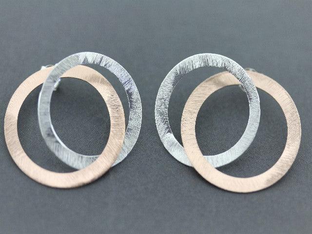 Interlinked Saturn Stud Earrings - Rose Gold on Silver - Perfect for Everyday Wear & Special Occasions