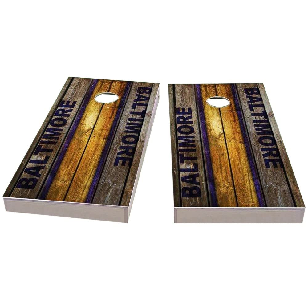 Baltimore Ravens Themed Cornhole Game Set - Official NFL Team Logo - 2 Boards & 8 Bags (Choose Size & Accessories) - Perfect for Tailgating, Backyard Parties & Game Day Fun