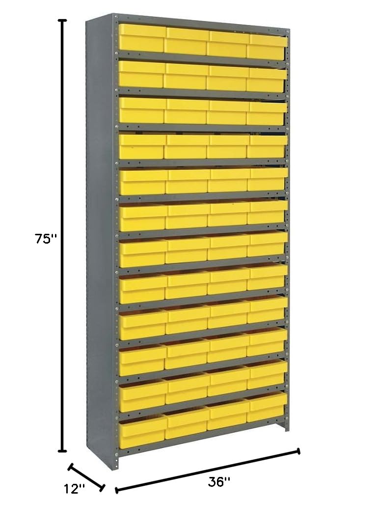 Euro Drawer Storage Bins - Set of 48 Yellow Plastic Organizer Bins 4.6