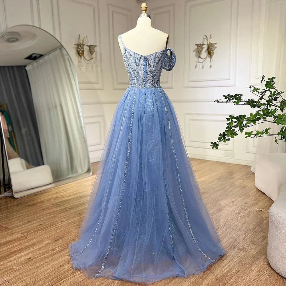 Serene Hill Golden Mermaid Evening Dress with Skirt - Women's Luxury Grey Beaded Spaghetti Strap Party Gown for Prom, Wedding & Formal Events 2025 LA72341