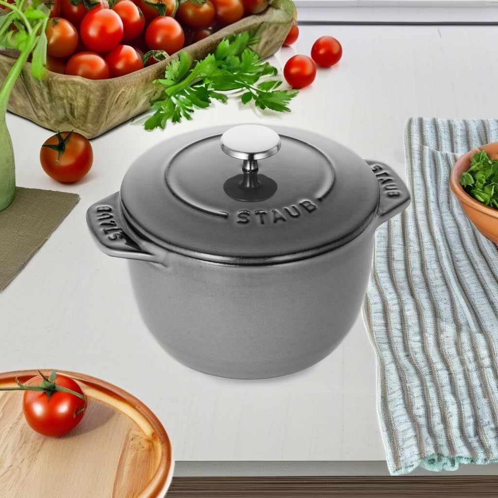 Staub 0.75-qt Cast Iron French Oven - Graphite Grey, Premium Cookware Made in France | Perfect for Baking, Braising & Serving Dishes