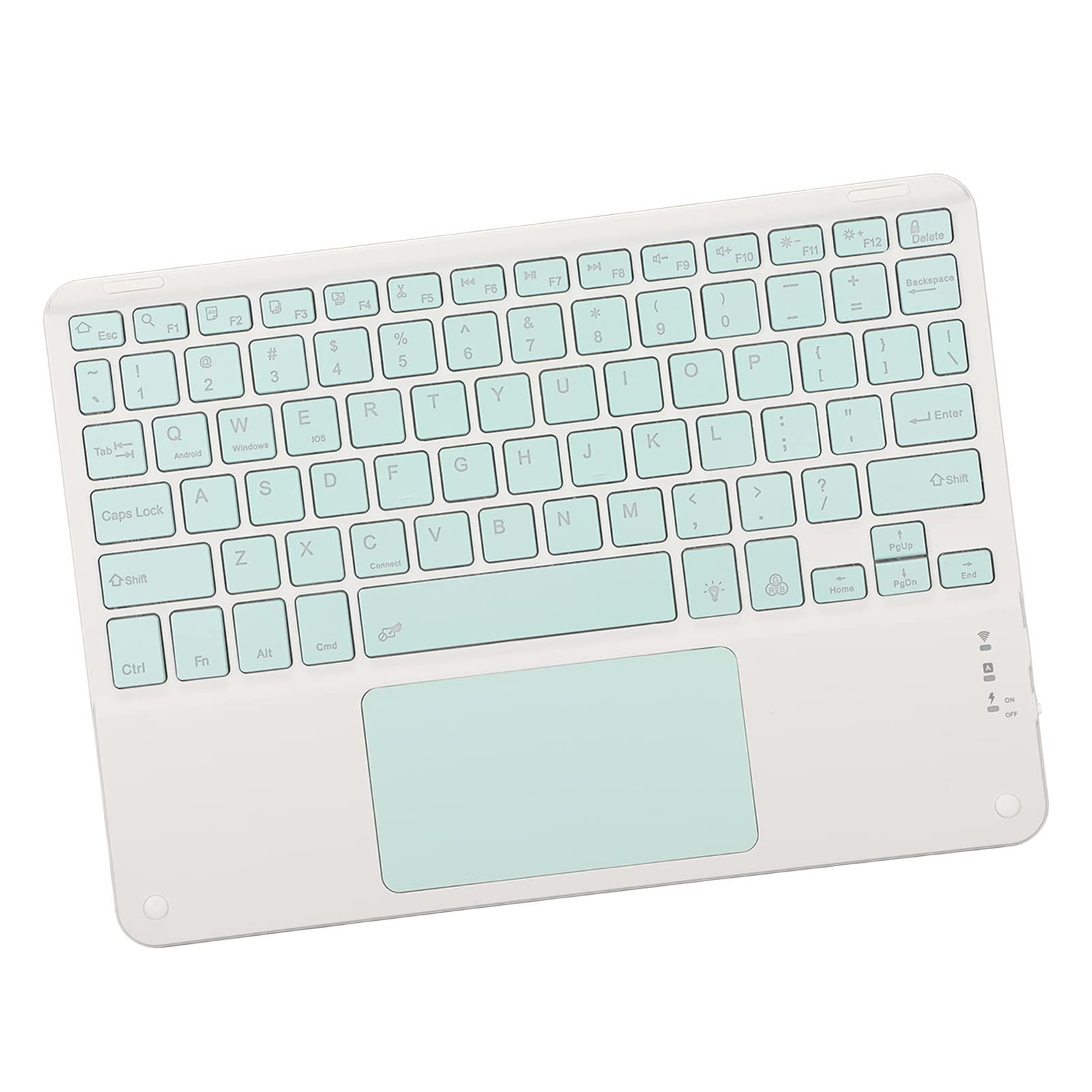 10 Inch Ultra Silent Portable Bluetooth Keyboard with Touchpad - Mini Ergonomic Keyboard for Laptop, Tablet, Smartphone, Computer (Cyan) - Perfect for Home, Office, and Travel Use