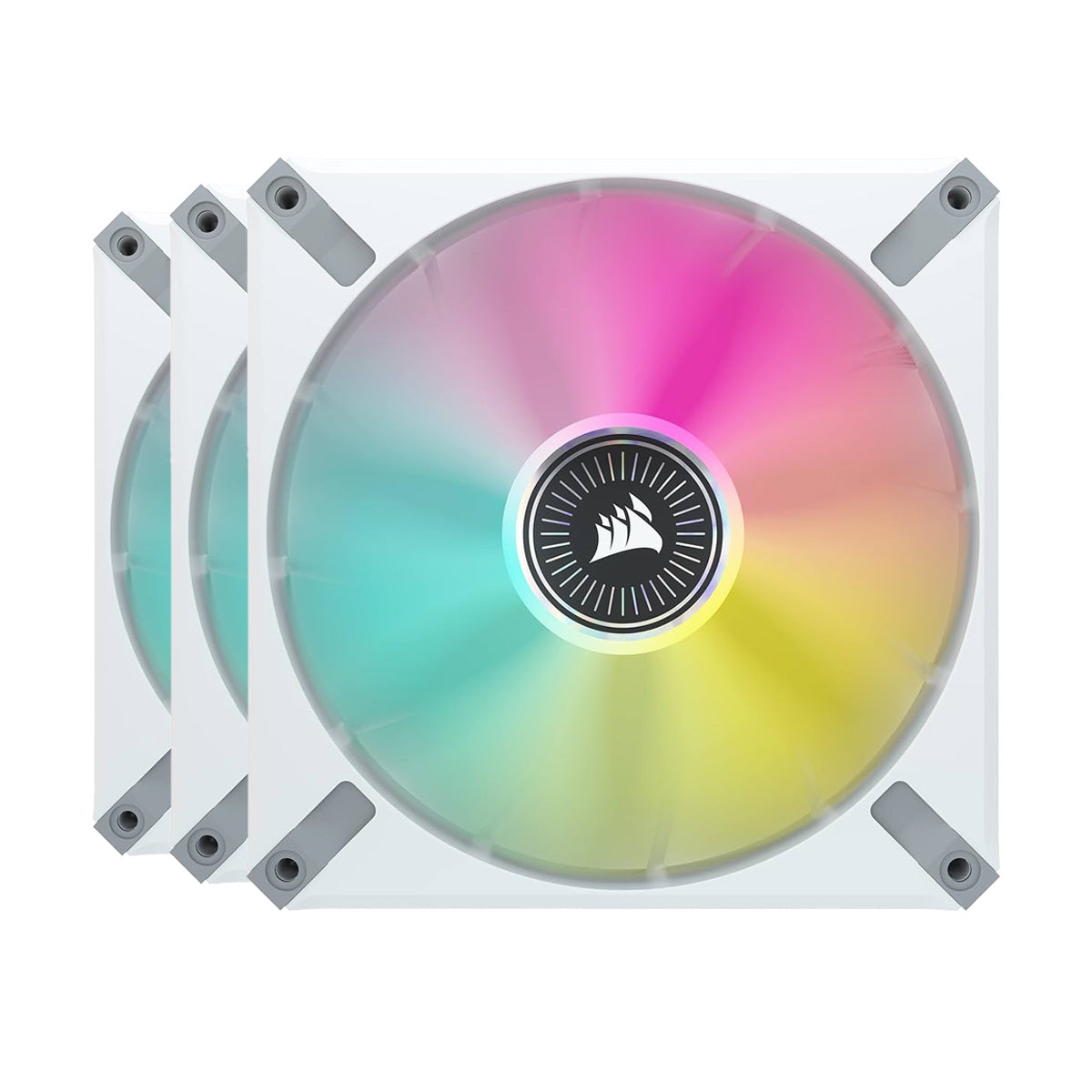 Corsair ML140 RGB ELITE WHITE 140mm Magnetic Levitation RGB Cooling Fan Triple Pack with Lighting Node CORE - High Airflow PC Case Fans for Gaming Rigs, Workstations & Custom PC Builds
