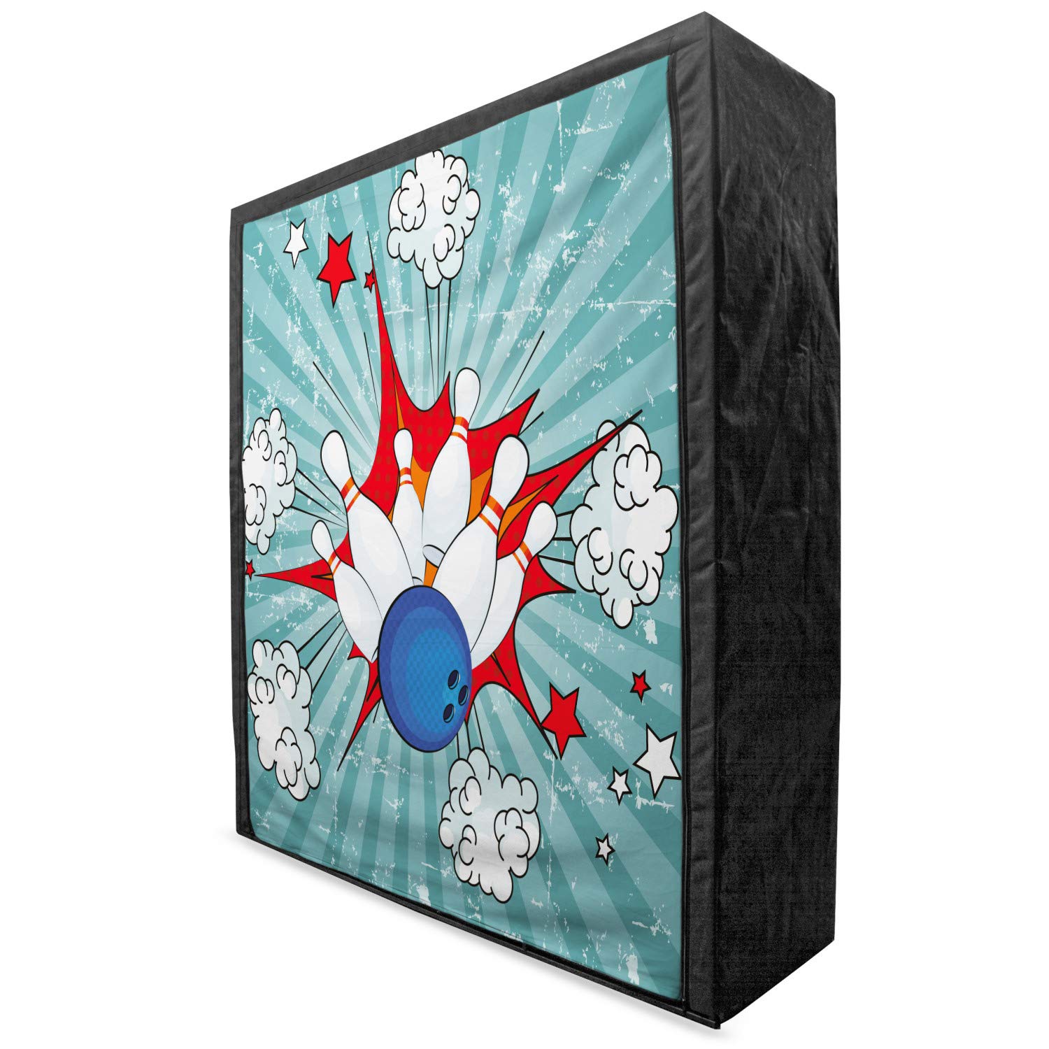 Ambesonne Portable Fabric Wardrobe for Bowling Party - Retro Comic Cartoon Ball Crash Pop Art Design - 59