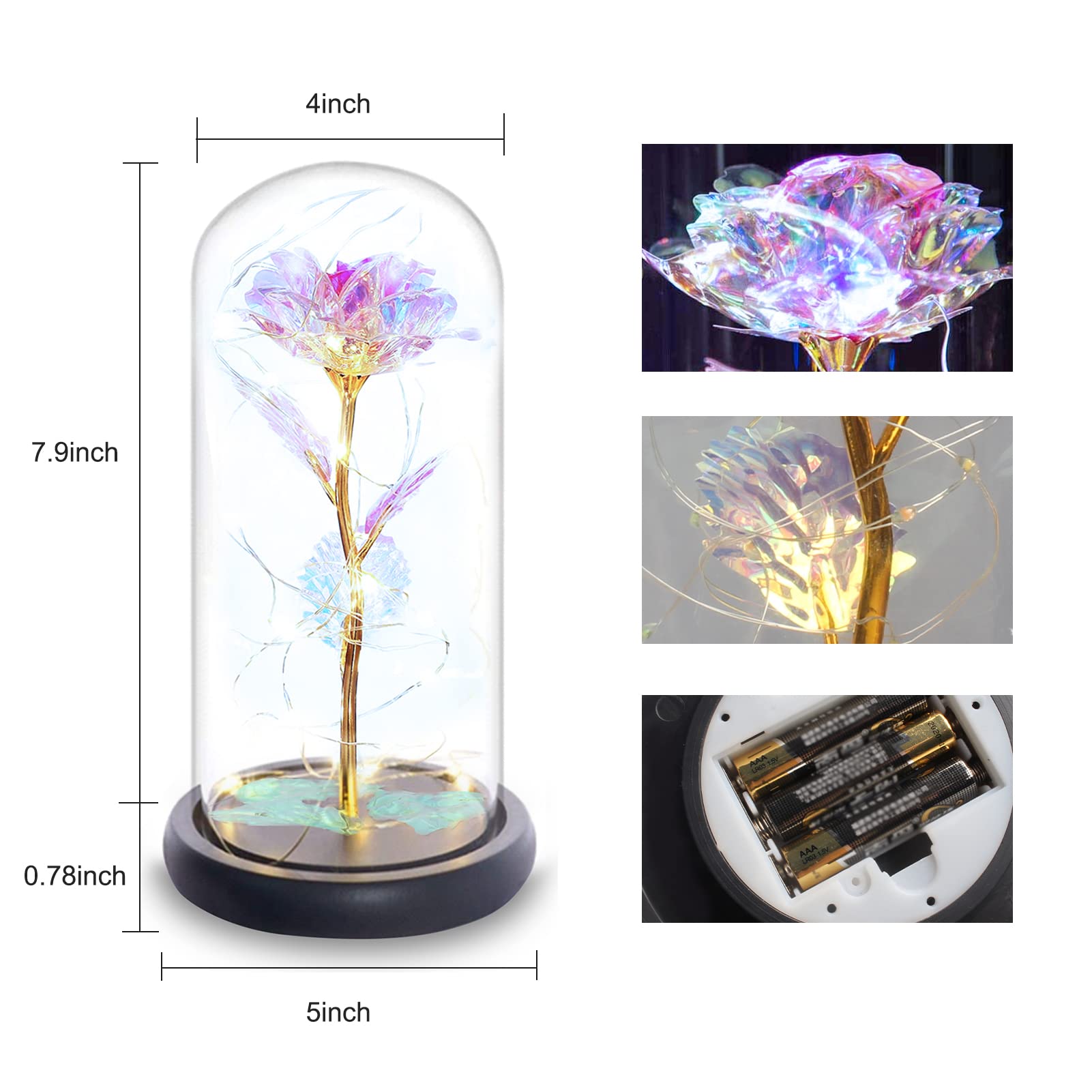 Eternal Rose Glass Flower - Romantic Birthday Gift for Women, Anniversary, Valentine's Day, Mother's Day, Christmas - Light Up Gold Rose Gift for Mom, Wife, Grandma, Girlfriend - Perfect for Home Decor, Wedding Centerpiece, Romantic Surprise
