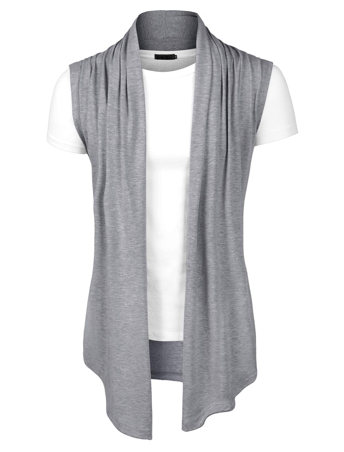 Stylish Men's Ruffle Shawl Collar Lightweight Vest - Drape Cape Sleeveless Cardigan for Casual Wear & Layering | Perfect for Office, Date Night & Fall Fashion