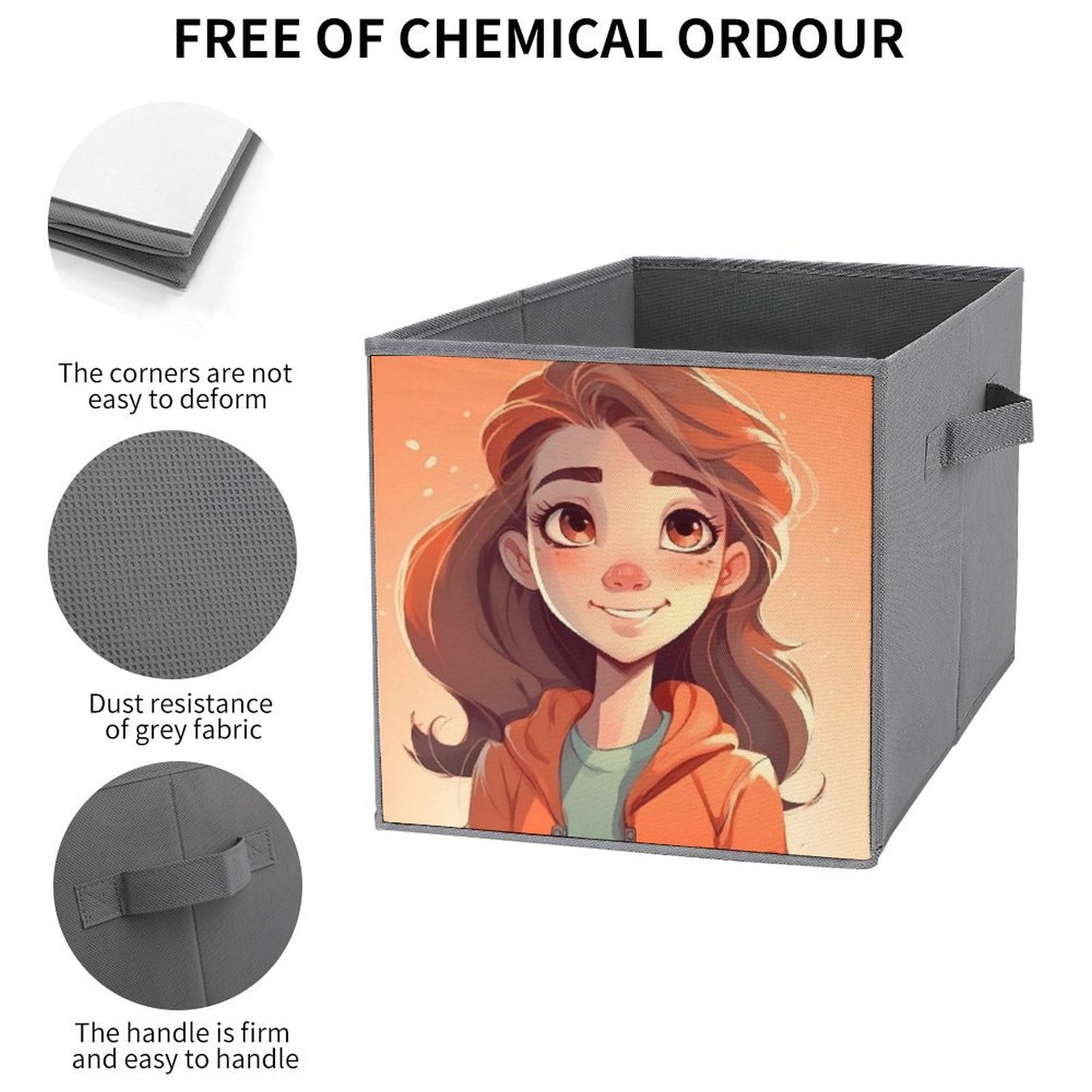 6-Pack Cartoon Girl Collapsible Storage Bins with Handles - Large Foldable Closet Organizer Baskets for Clothes, Toys & Home Organization - Perfect for Bedroom, Kids Room & Dorm Storage Solutions