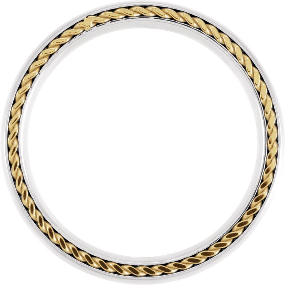 Sonia Jewels 6mm Domed Stainless Steel Wedding Band with Rope Inlay - Perfect for Engagement Rings, Anniversary Gifts & Bridal Jewelry Sets